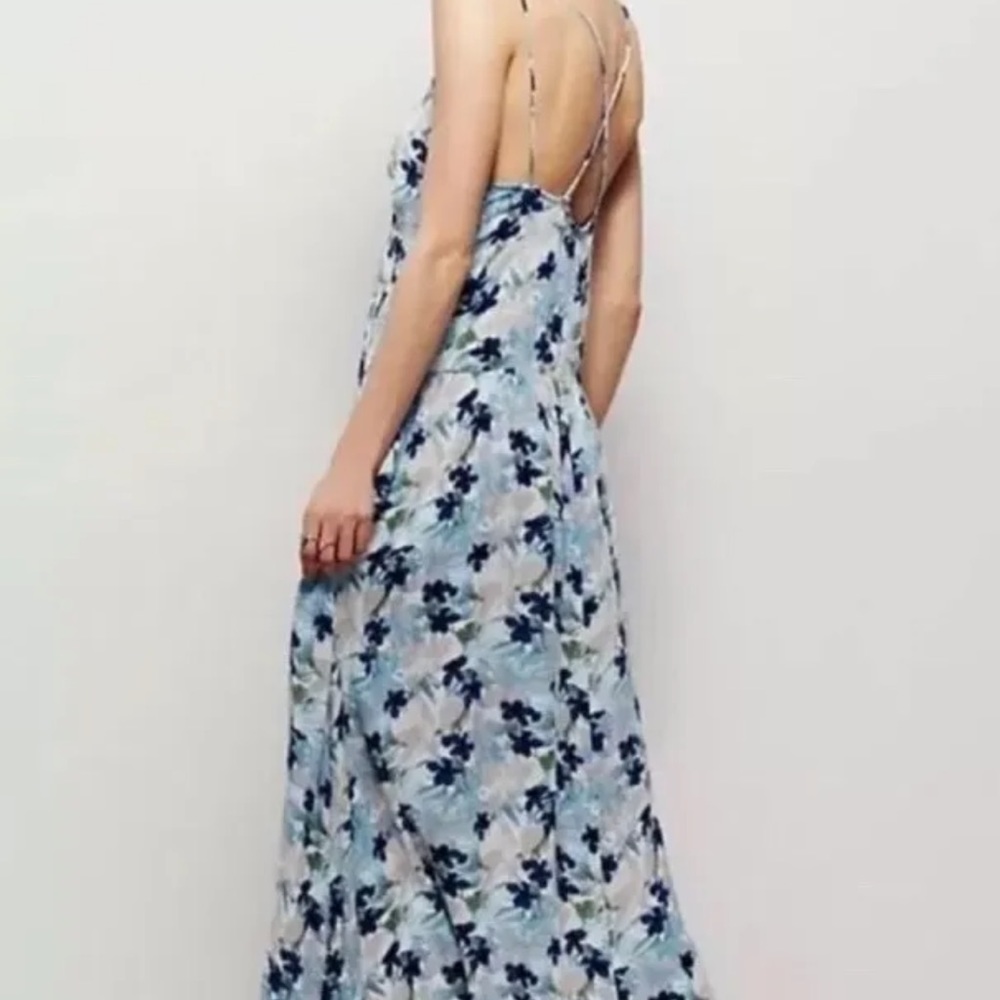 NWOT Free People Long Blue Floral Mulberry Maxi Dress with Keyhole XS Z217-6 - Picture 7 of 9
